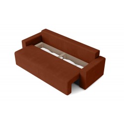 Canapé droit MAX convertible velours terracotta 3 places