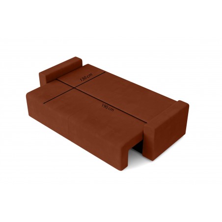 Canapé droit MAX convertible velours terracotta 3 places