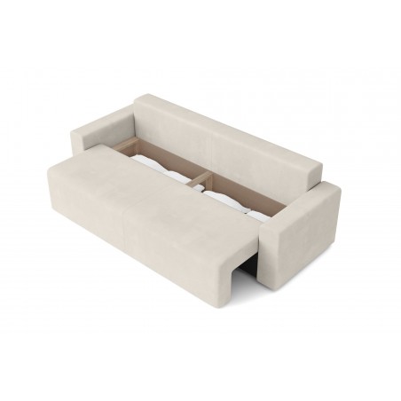 Canapé droit MAX convertible velours beige 3 places