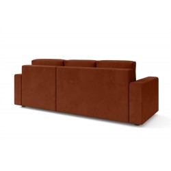 Canapé angle MAX convertible velours terracotta 4 places