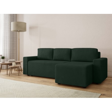 Canapé angle MAX convertible velours vert 4 places