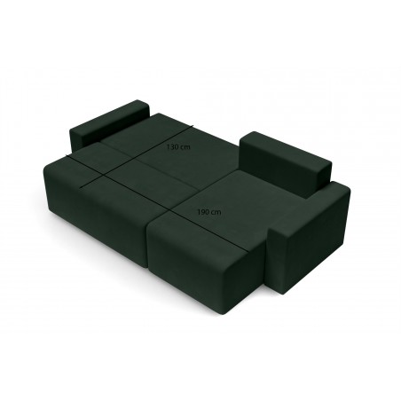 Canapé angle MAX convertible velours vert 4 places