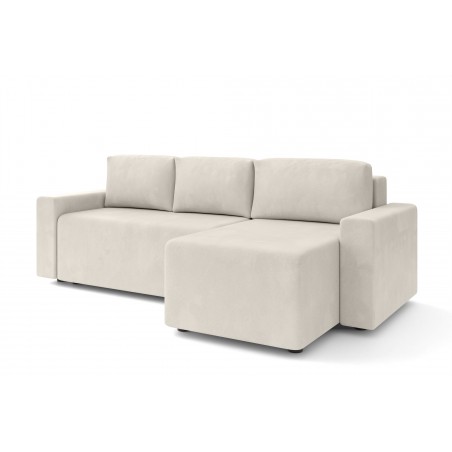 Canapé angle MAX convertible velours beige 4 places