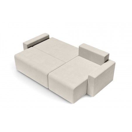 Canapé angle MAX convertible velours beige 4 places