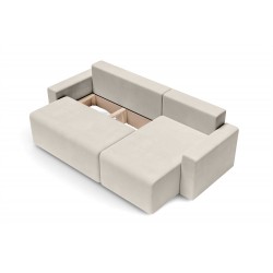 Canapé angle MAX convertible velours beige 4 places