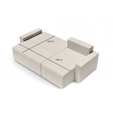 Canapé angle MAX convertible velours beige 4 places