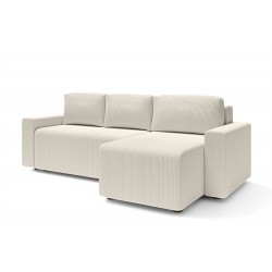 Canapé angle MAX convertible velours côtelé beige 4 places