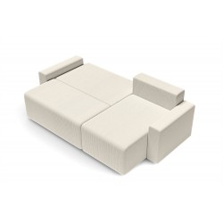 Canapé angle MAX convertible velours côtelé beige 4 places