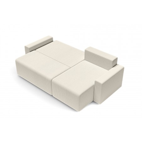 Canapé angle MAX convertible velours côtelé beige 4 places