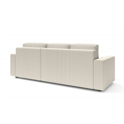 Canapé angle MAX convertible velours côtelé beige 4 places