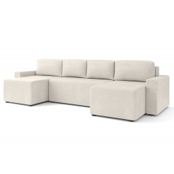 Canapé panoramique MAX convertible velours beige 6 places