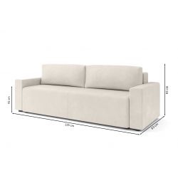 Canapé droit MAX convertible velours beige 3 places