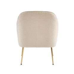 Fauteuil MARCELINO en tissu bouclette beige avec piètement doré