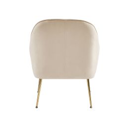 Fauteuil MARCELINO en velours beige avec piètement doré