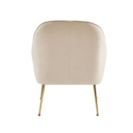 Fauteuil MARCELINO en velours beige avec piètement doré