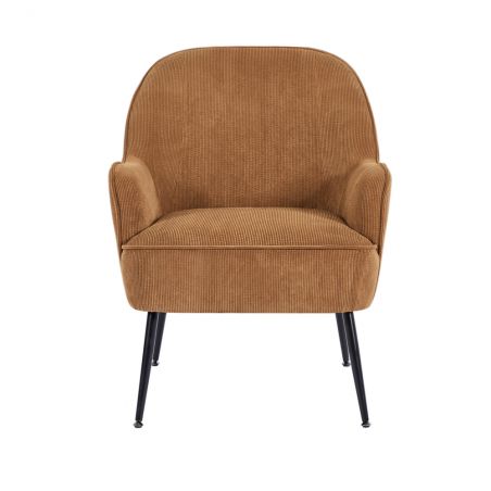 Fauteuil MARCELINO en velours côtelé terracotta avec piètement noir