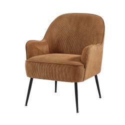 Fauteuil MARCELINO en velours côtelé terracotta avec piètement noir