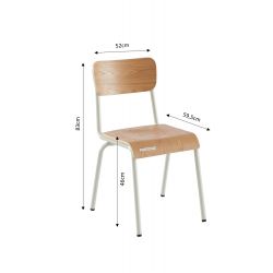 Lot de 2 chaises PANTONE beige sable et placage frêne pieds métal