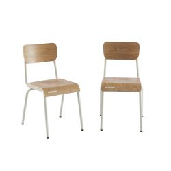 Lot de 2 chaises PANTONE beige sable et placage frêne pieds métal