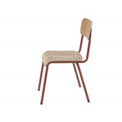 Lot de 2 chaises PANTONE terracotta et placage frêne pieds métal