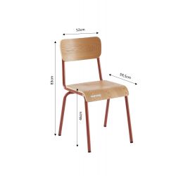 Lot de 2 chaises PANTONE terracotta et placage frêne pieds métal