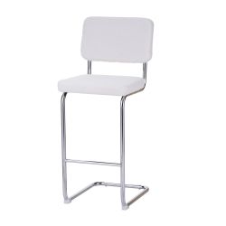 Lot de 2 tabourets JACK en tissu bouclette blanche avec pieds métalliques