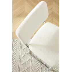 Lot de 2 tabourets JACK en tissu bouclette blanche avec pieds métalliques