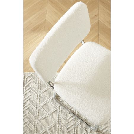 Lot de 2 tabourets JACK en tissu bouclette blanche avec pieds métalliques