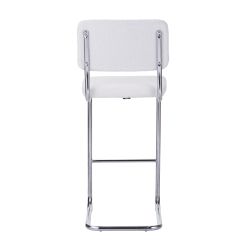 Lot de 2 tabourets JACK en tissu bouclette blanche avec pieds métalliques