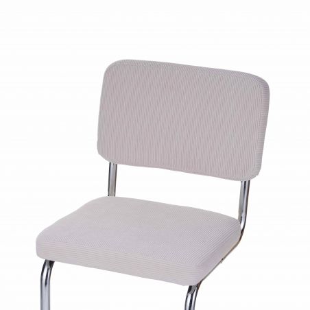 Lot de 2 tabourets JACK en velours côtelé beige avec pieds métalliques