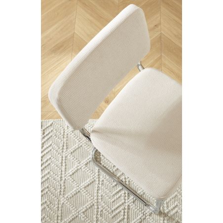 Lot de 2 tabourets JACK en velours côtelé beige avec pieds métalliques