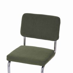 Lot de 2 tabourets JACK en velours côtelé vert avec pieds métalliques