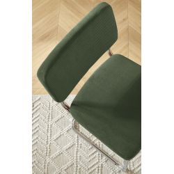 Lot de 2 tabourets JACK en velours côtelé vert avec pieds métalliques