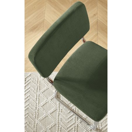 Lot de 2 tabourets JACK en velours côtelé vert avec pieds métalliques