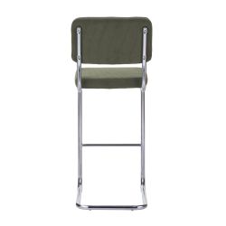 Lot de 2 tabourets JACK en velours côtelé vert avec pieds métalliques