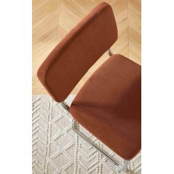 Lot de 2 tabourets JACK en velours côtelé terracotta avec pieds métalliques