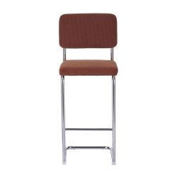 Lot de 2 tabourets JACK en velours côtelé terracotta avec pieds métalliques