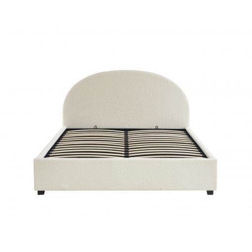 Lit coffre OLAF tissu bouclettes écru 140x190 sommier inclus