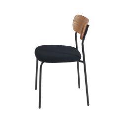 Lot de 2 chaises FRIDA velours côtelé noir pieds métal noir