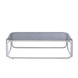 Table basse MAGGY verre trempé noir structure en chrome