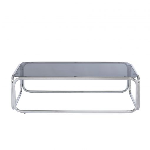 Table basse MAGGY verre trempé noir structure en chrome