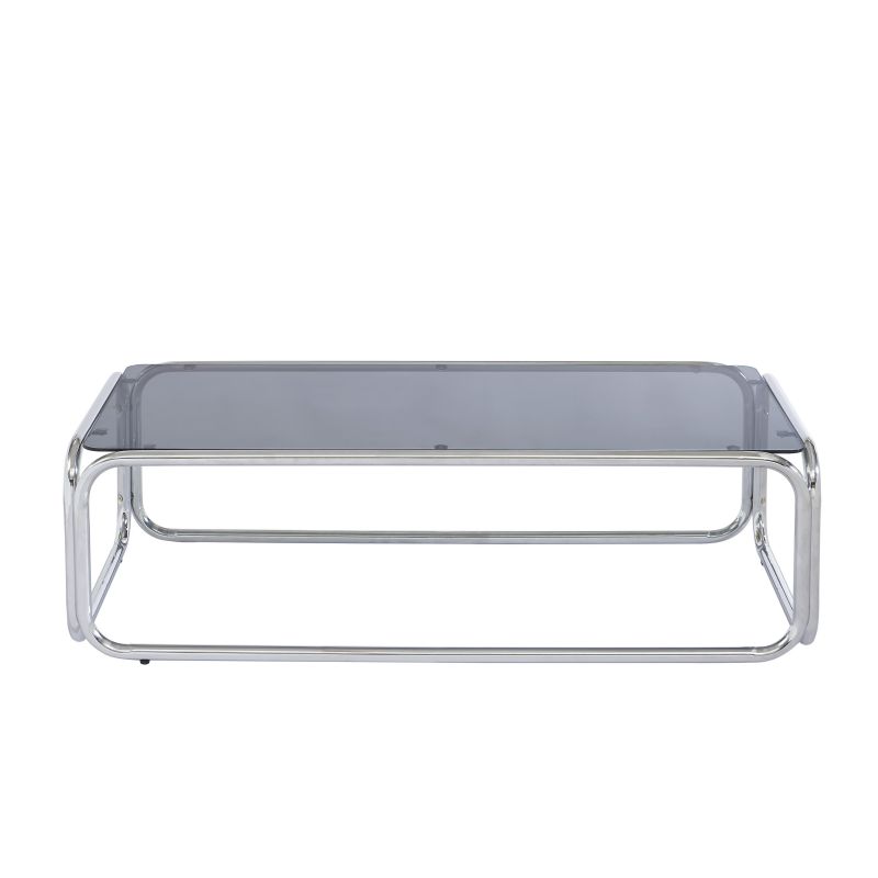 Table basse MAGGY verre trempé noir structure en chrome