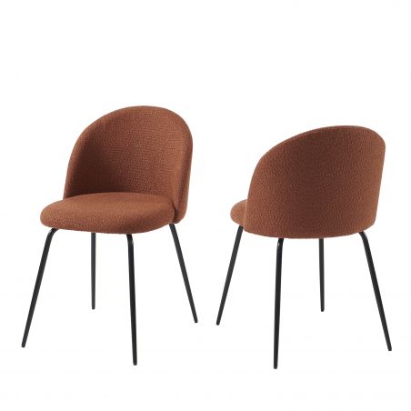 Lot de 2 chaises MISUtissu bouclette terracotta pieds métal noir