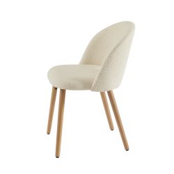 Lot de 2 chaises SIMONE tissu bouclette écrupieds hêtre massif