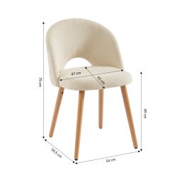 Lot de 2 chaises SIMONE tissu bouclette écrupieds hêtre massif