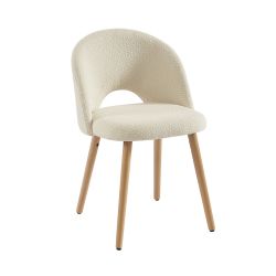 Lot de 2 chaises SIMONE tissu bouclette écrupieds hêtre massif