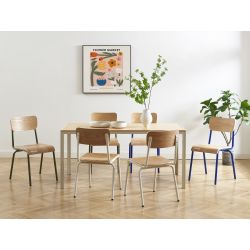 Lot de 2 chaises PANTONE bleu électrique et placage frêne pieds métal