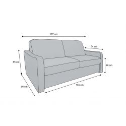 HORACE canapé convertible 3 places bleu nuit matelas Dunlopillo 140cm