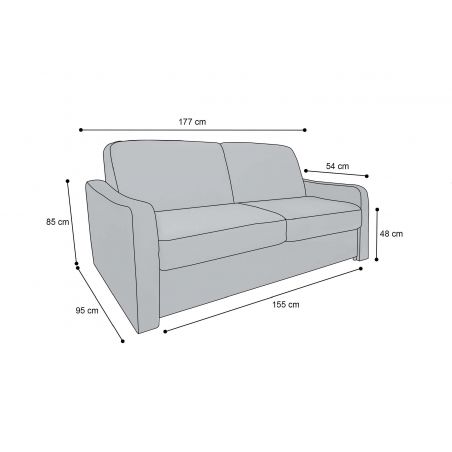 HORACE canapé convertible 3 places bleu nuit matelas Dunlopillo 140cm