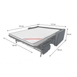 HORACE canapé convertible 3 places bleu nuit matelas Dunlopillo 140cm